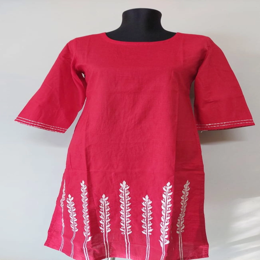 Fuchsia Ikat Yoke Kurti