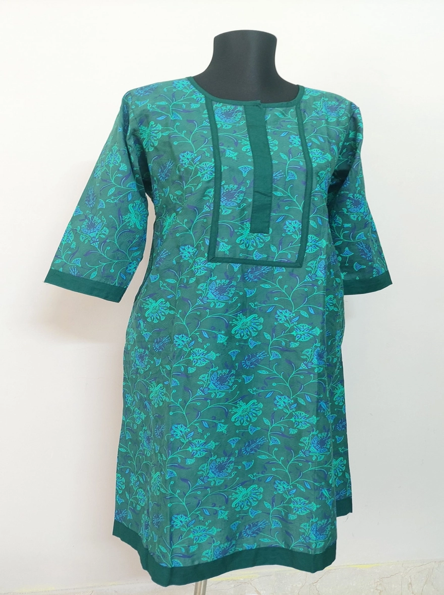 Emerald Bloom Printed Cotton Kurti