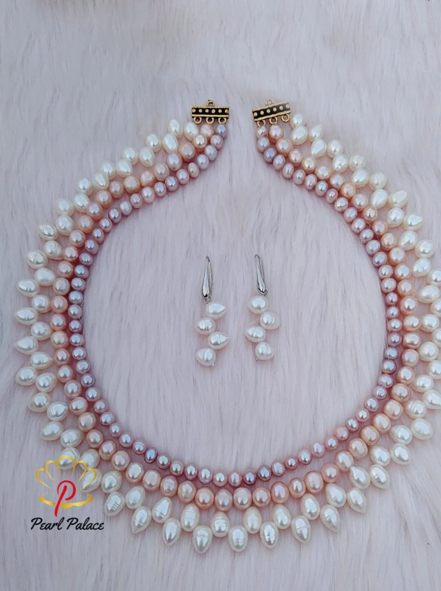 Whimsical Freshwater Pearl Bloom Necklace Set.
