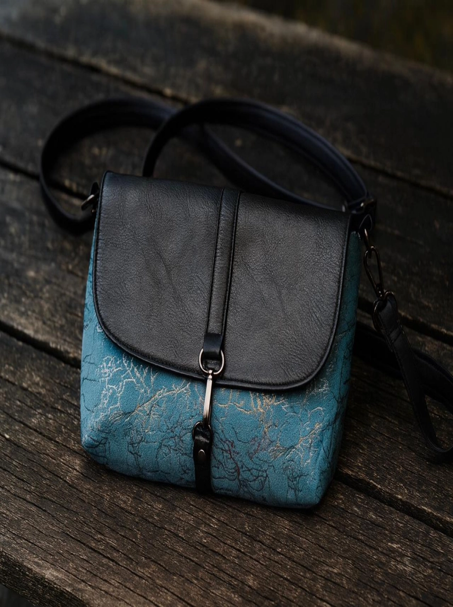 Azure Horizon Abstract Tapestry Crossbody