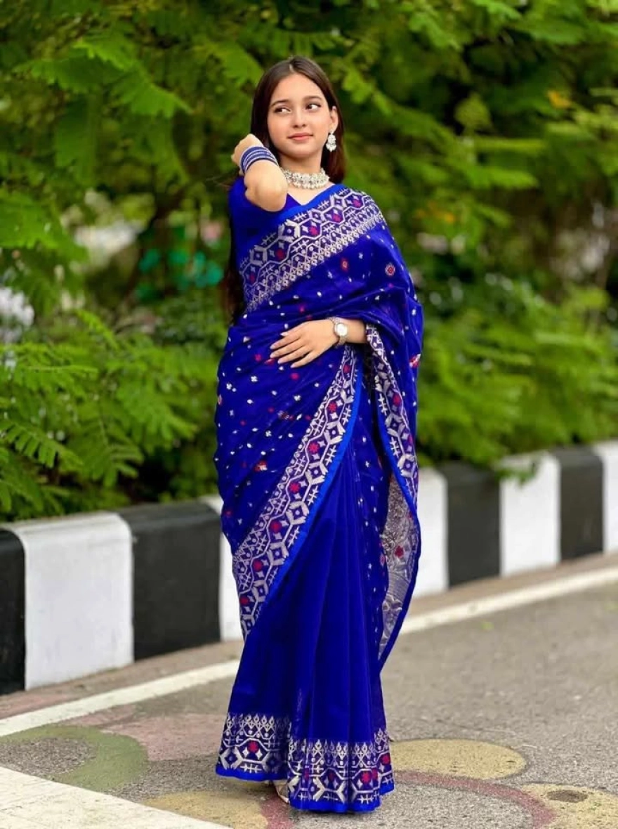 Royal Blue Nakshi Jamdani