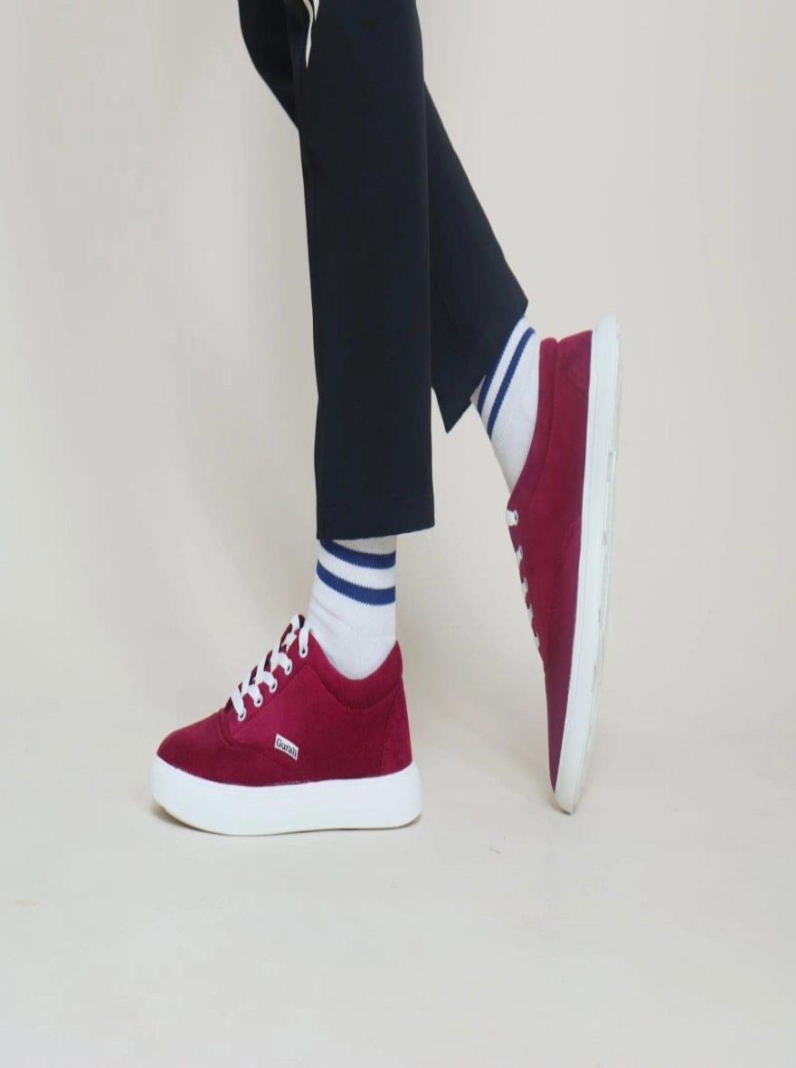 Gurali Cord Fabrics Premium Sneaker for Men - Wine Red