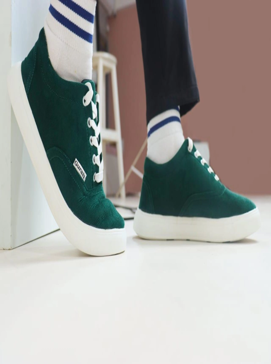 Gurali Cord Fabrics Premium Sneaker for Men - Green