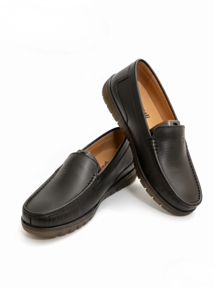 Premium Genuine Leather Loafers for Men - Black