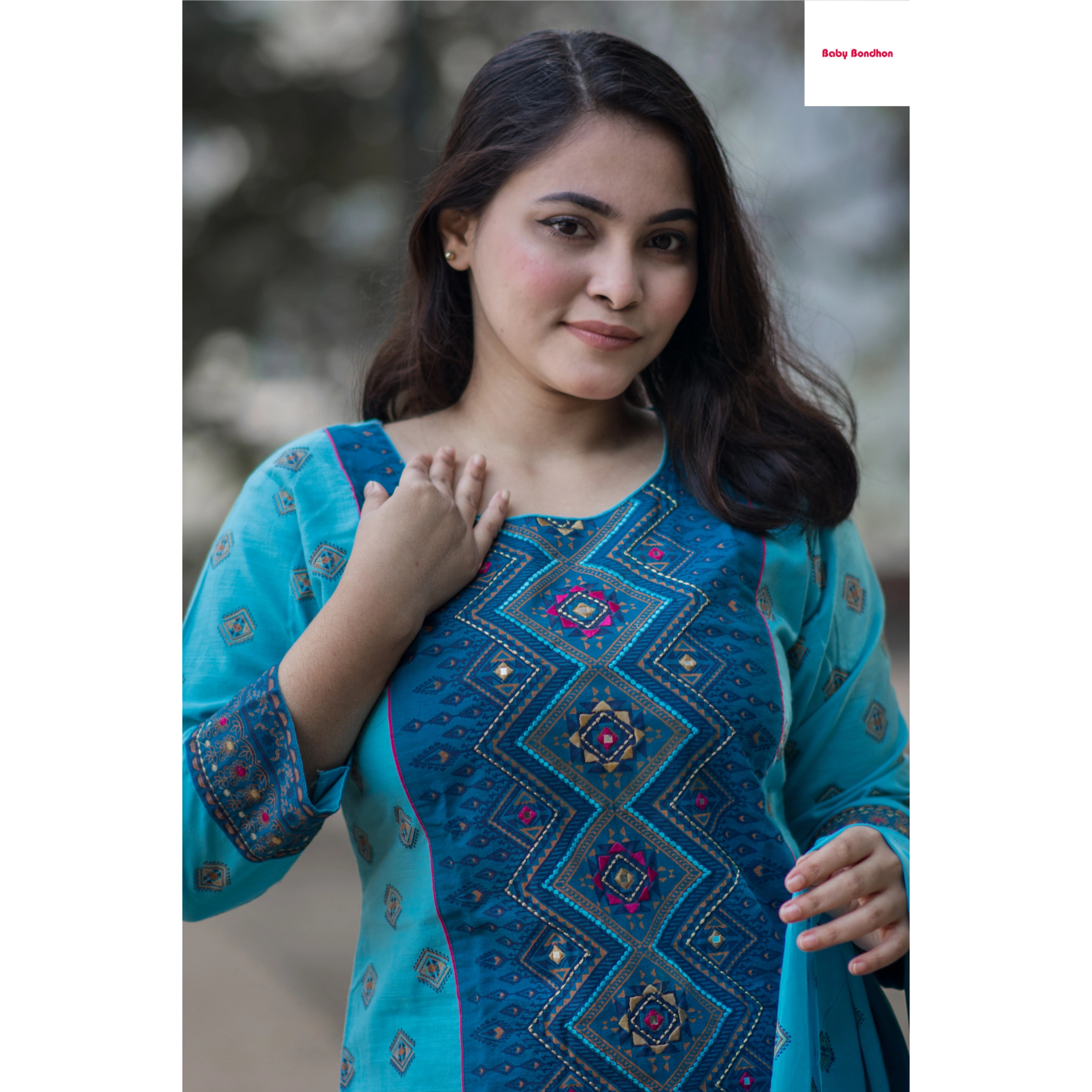 Designer Aarong Cotton Block Print Three Piece