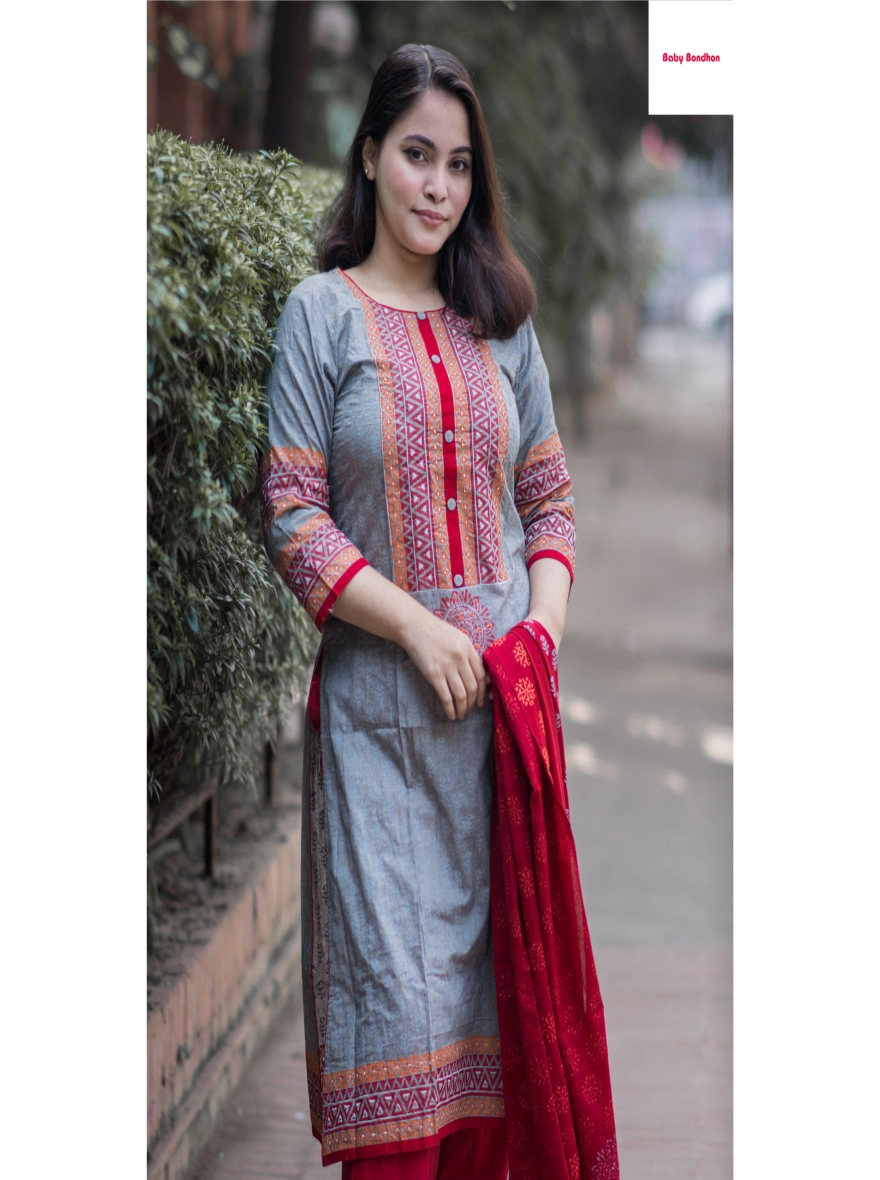 Premium Aarong Cotton Three Piece