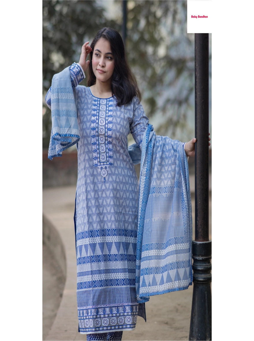 Aarong Cotton Designer Three Piece