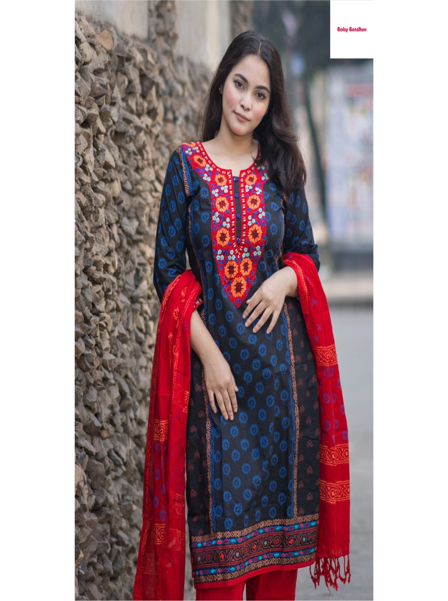 Women's Aarong Cotton Three Piece – 1114