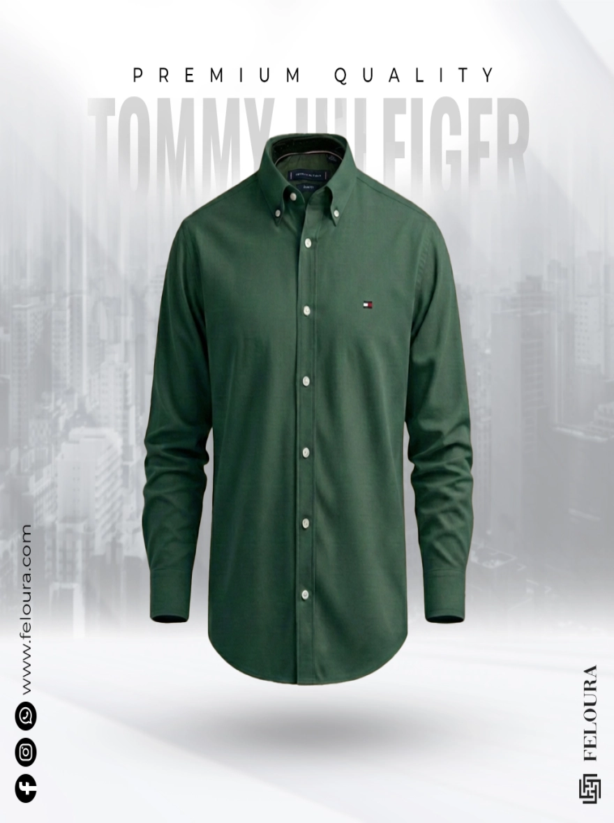 Tommy Bottle Green Solid Shirt