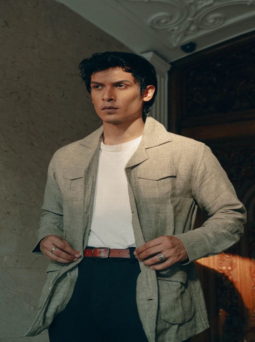 Olive Herringbone Travel Jacket