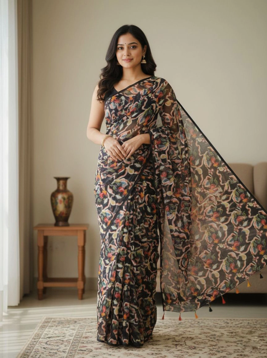 Lava Flow Abstract Saree