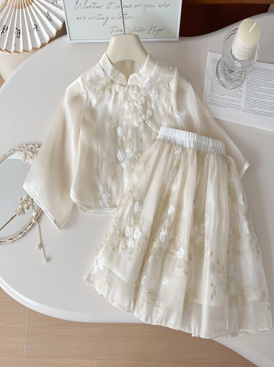 Imported White Casual Tops & Short Skirt Set (China)