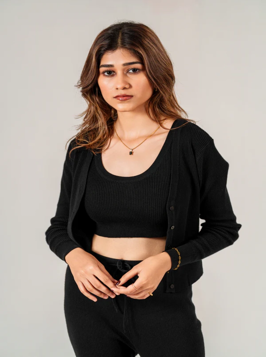 Jet Black 3-Piece Co-ord Set