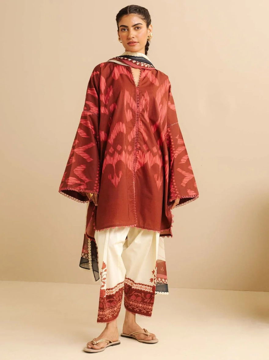 Pakistani Coco Print by Zara Shahjahan unstitched– Peach Floral Unstitched 3 Piece Suit