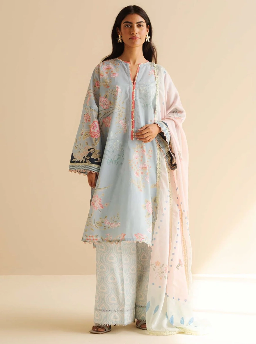 Zara Shahjahan – 3 Piece Unstitched Digital Printed Suit