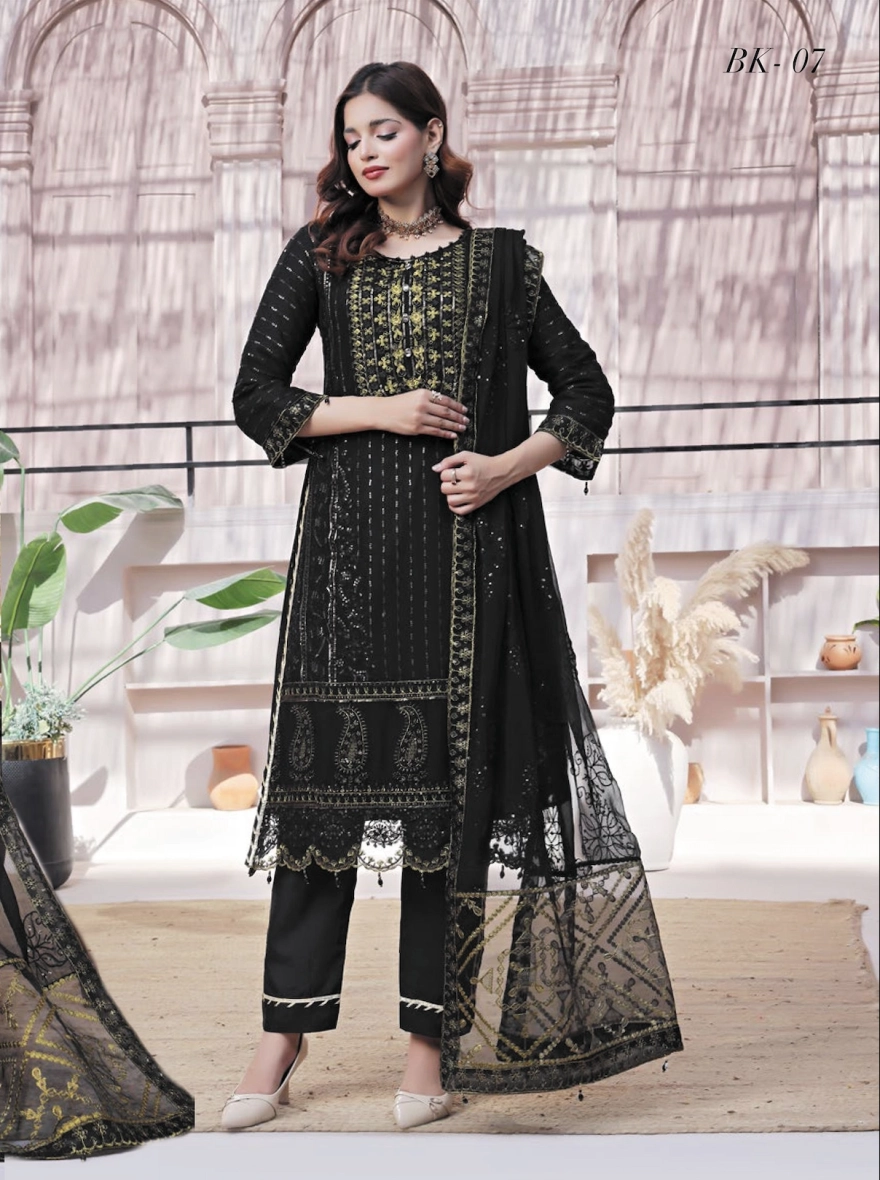Luxury Embroidered Chiffon 3-Piece Unstitched Suit