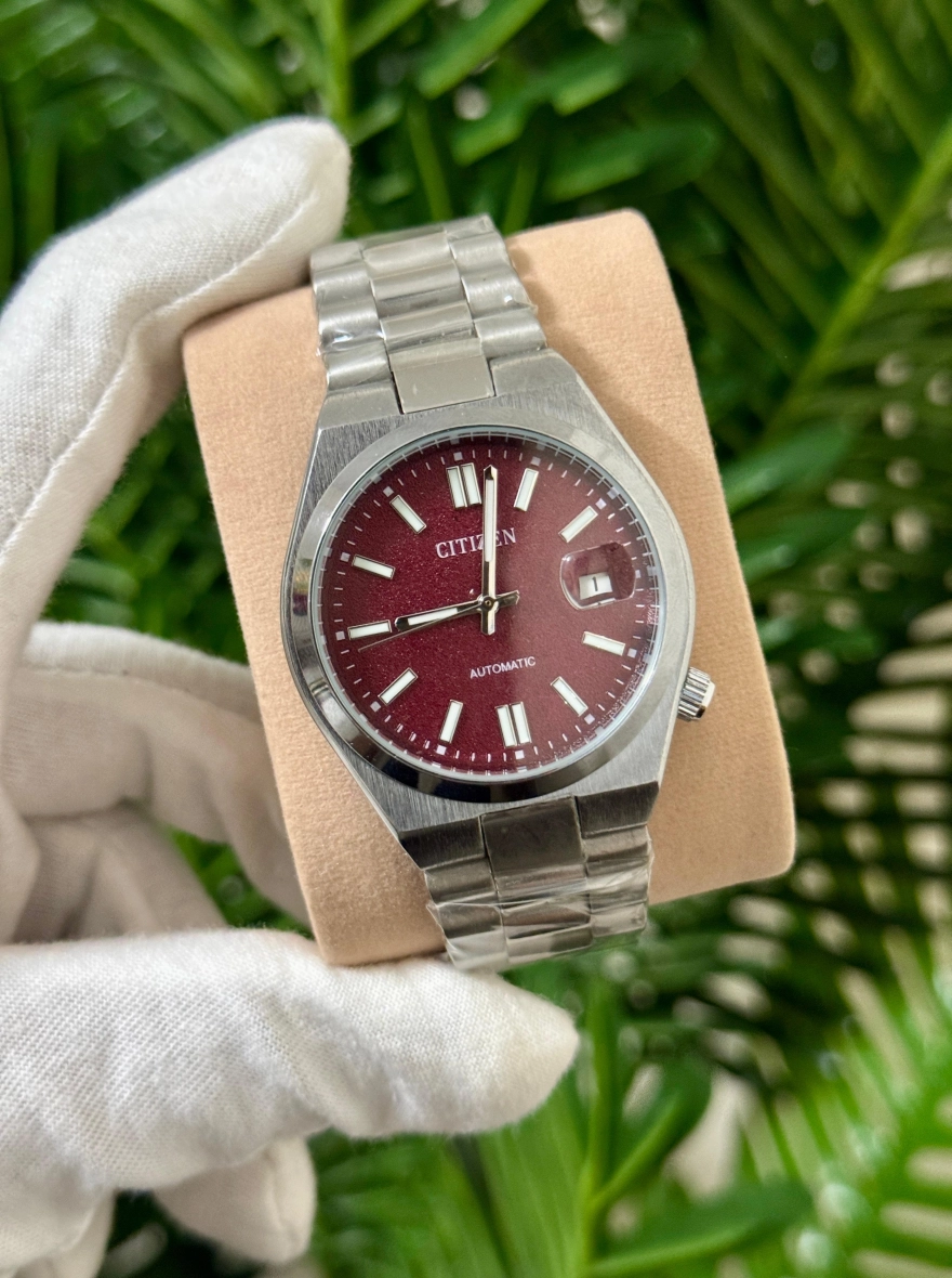 Citizen Tsuyosa Automatic Watch – Sunray Burgundy Dial & Stainless Steel