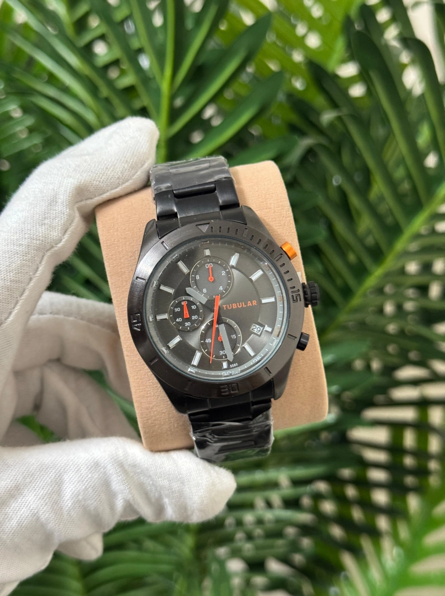 Tubular Active Chronograph – Matte Black Stainless Steel Sport Watch