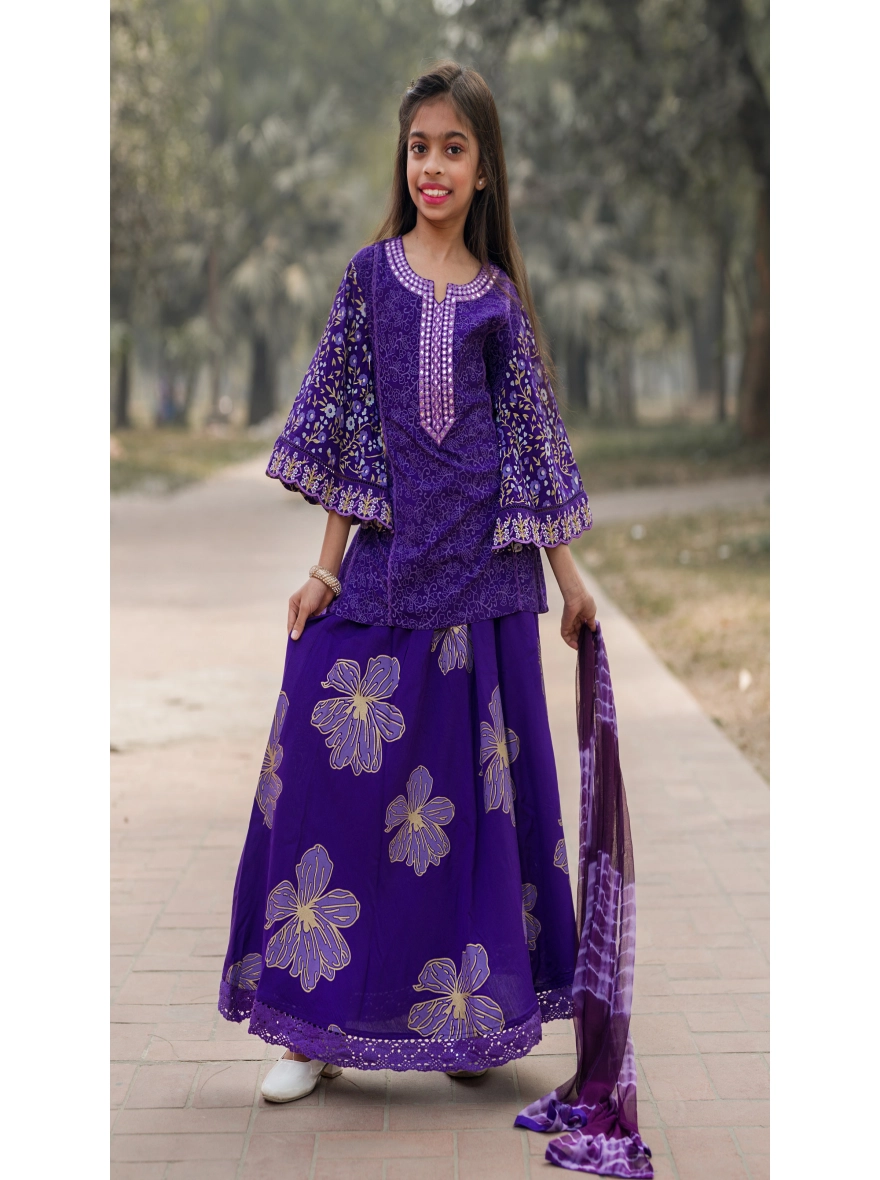 Girls Soft Cotton, 3-Piece Set, Screen Print & Embroidery