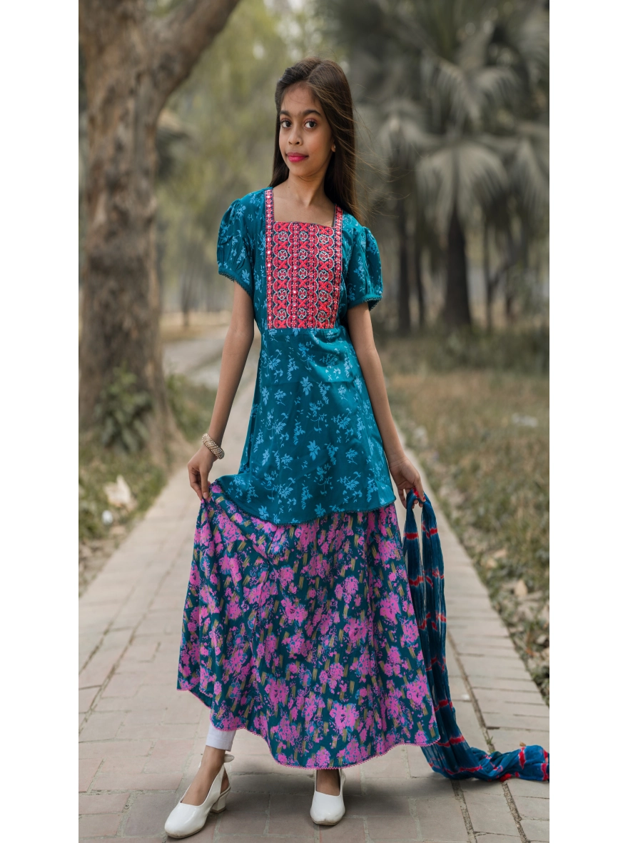 Girls Soft Cotton 3-Piece Set, Screen Print and Embroidery