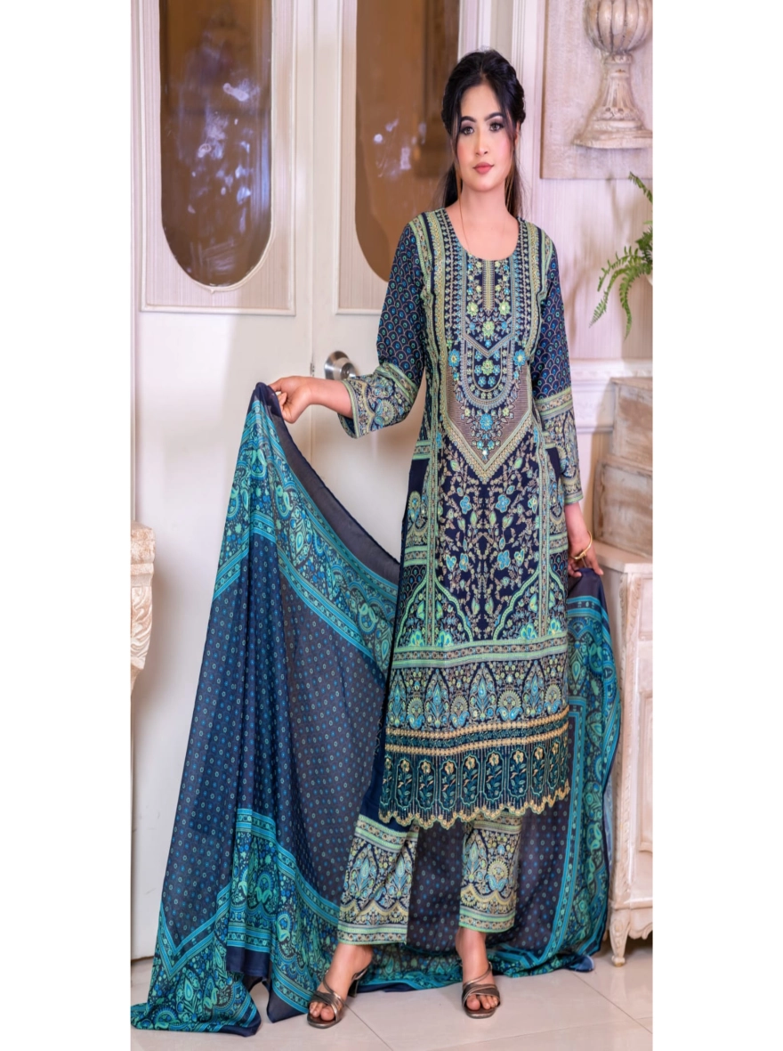 Premium Printed Cotton Three-Piece Salwar Kameez