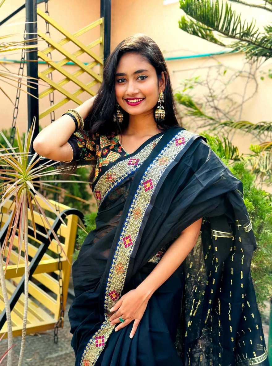Black Special Tangail Halfsilk Saree