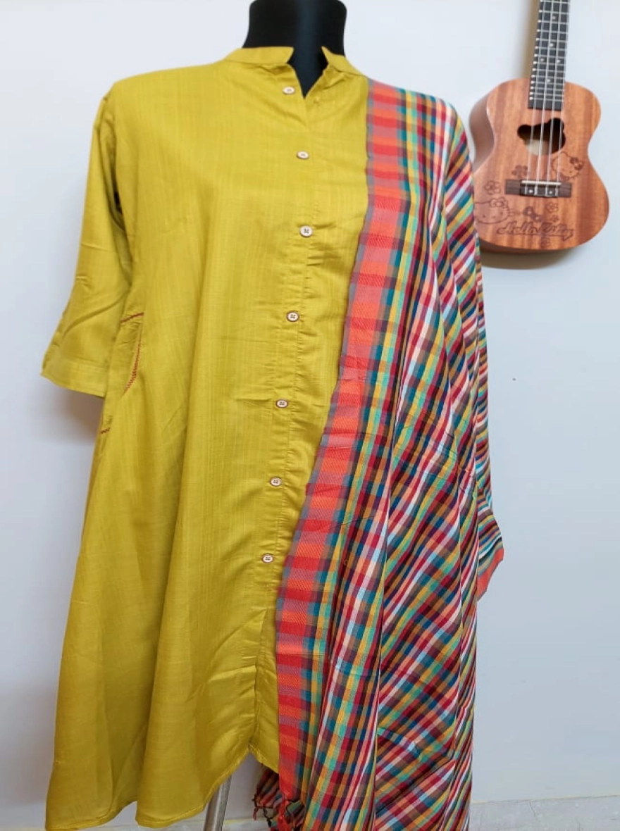 Golden Citron Minimalist Kurta Set