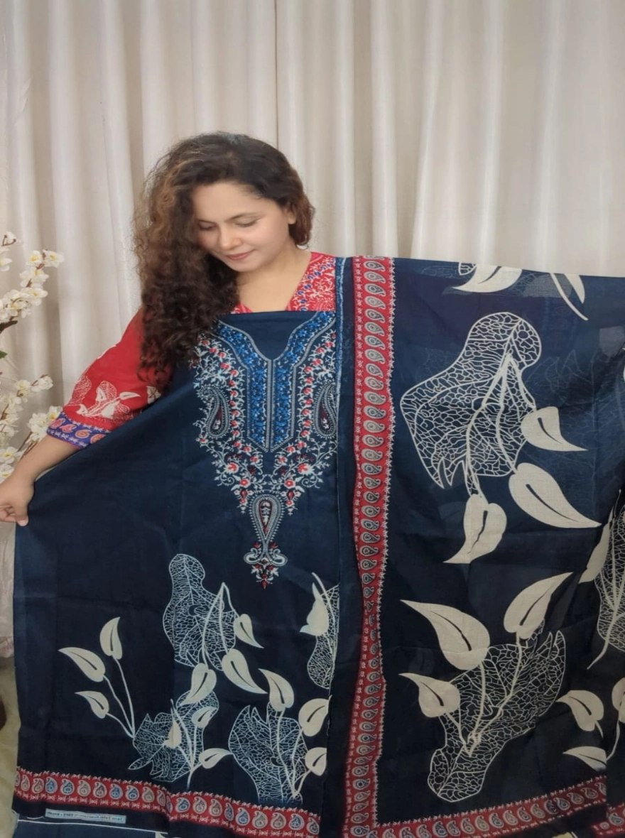 Premium Digital Printed Zam Zam Cotton Unstitched Three-Piece