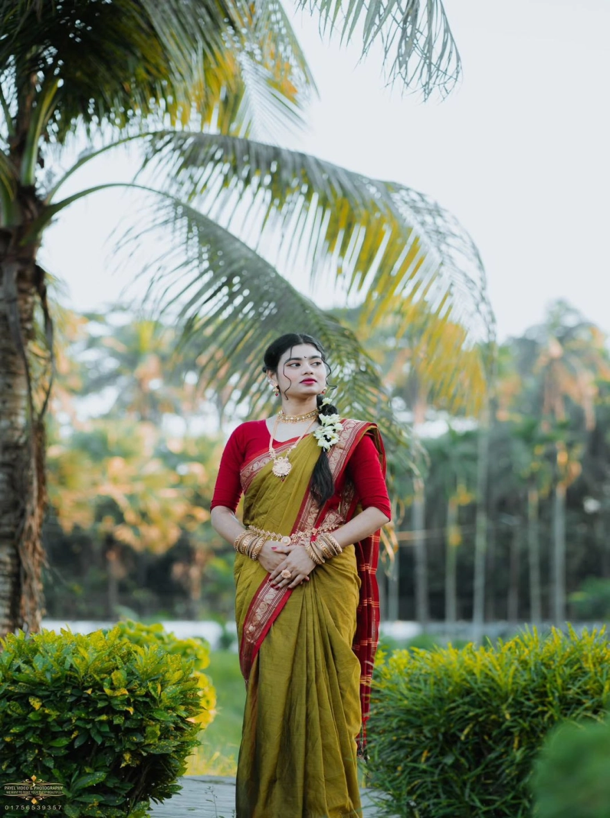 Women's Eid Special Trendy Cotton Mashlaish Saree - Earthy "Mati" Tone