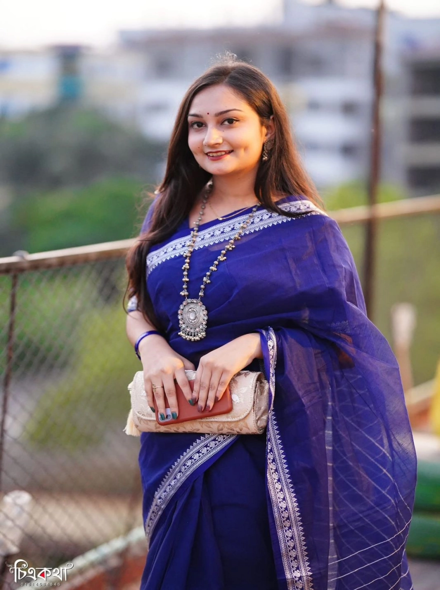 Women's Trendy HalfSilk Nakshi Pair Saree – Royal Blue & Silver Elegance