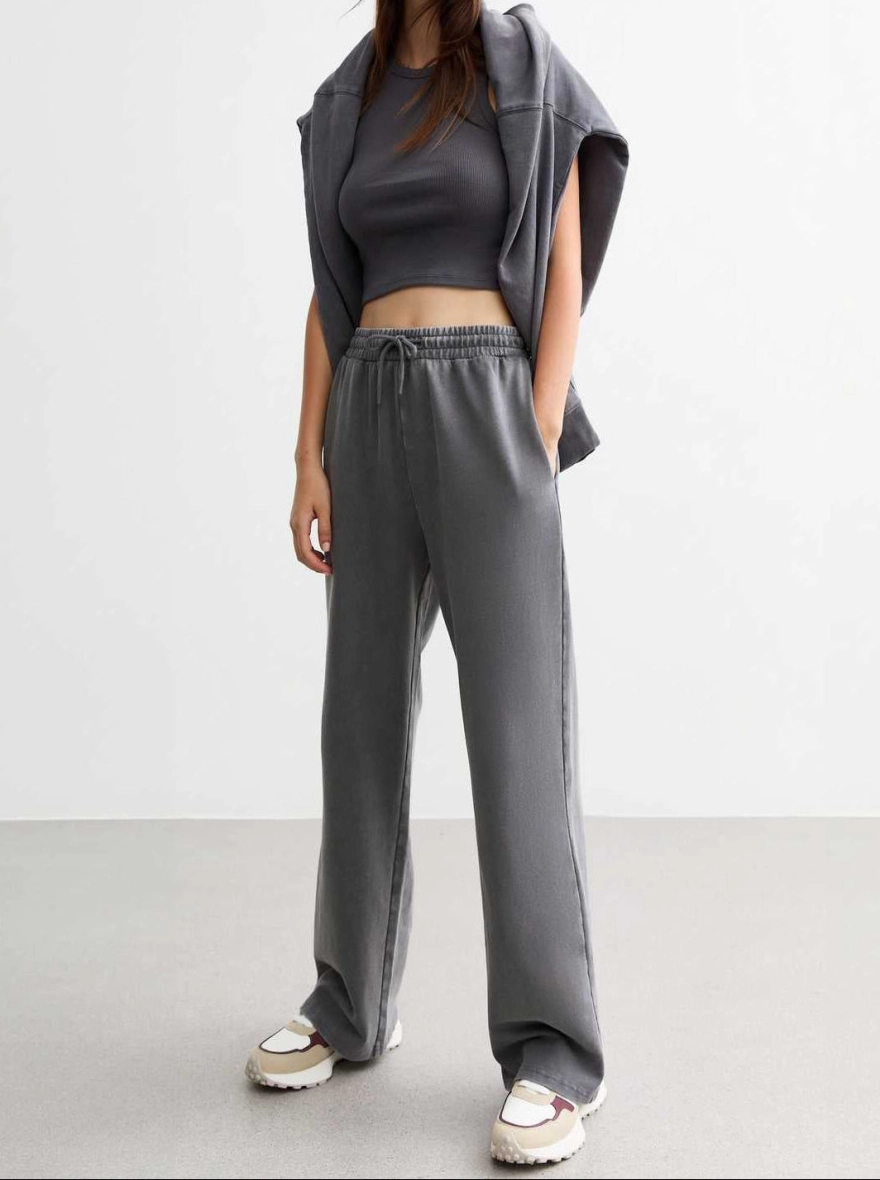 Washed High/Mid Waist Women’s Grey Heavyweight Joggers