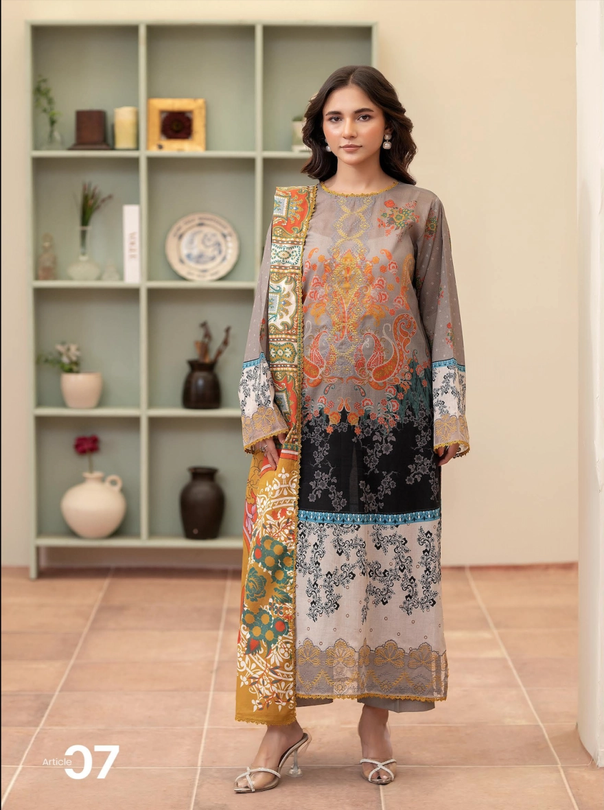 Pakistani Morja by Gulljee – 3 Piece Embroidered Printed Lawn Suit-Unstitched