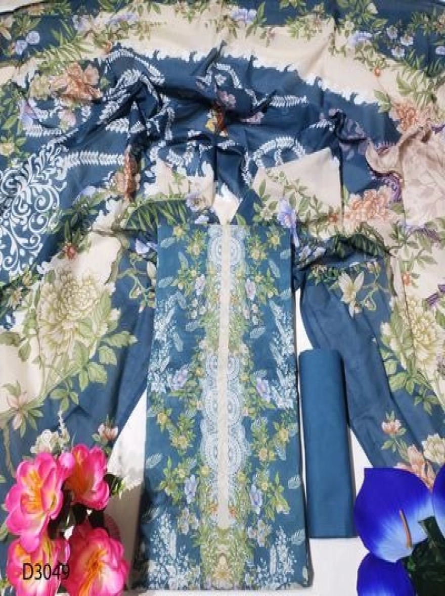 Premium Quality Digital Print  Unstitch 3 Pieces-D3049