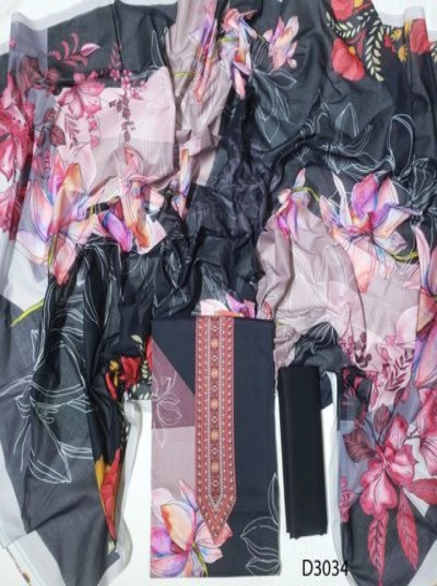 Premium Quality Digital Print  Unstitch 3 Pieces-D3034