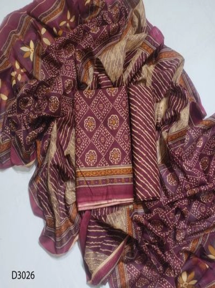 Premium Quality Digital Print  Unstitch 3 Pieces-D3026