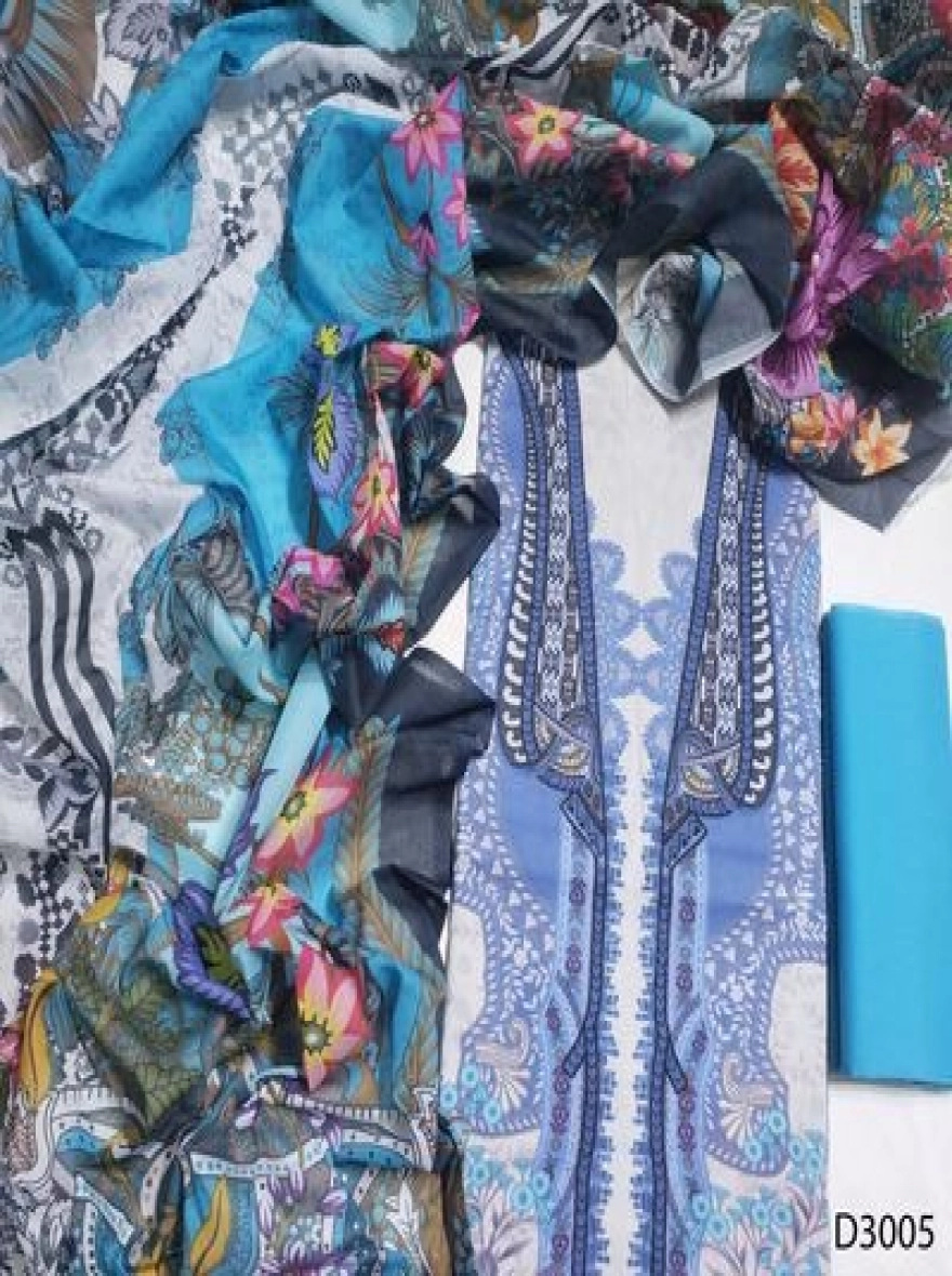 Premium Quality Digital Print  Unstitch 3 Pieces-D3005
