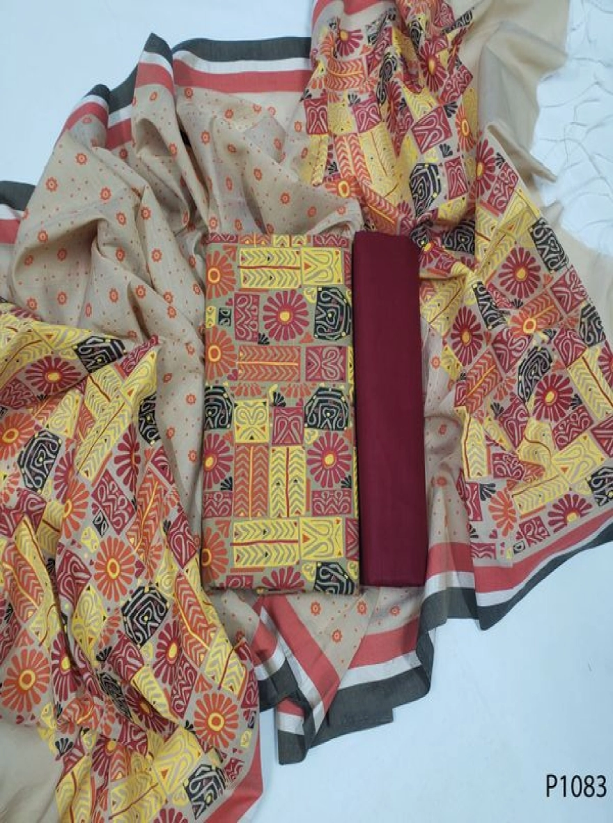 Royal Heritage Digital Print Premium Slab Cotton 3-Piece Set-P1083