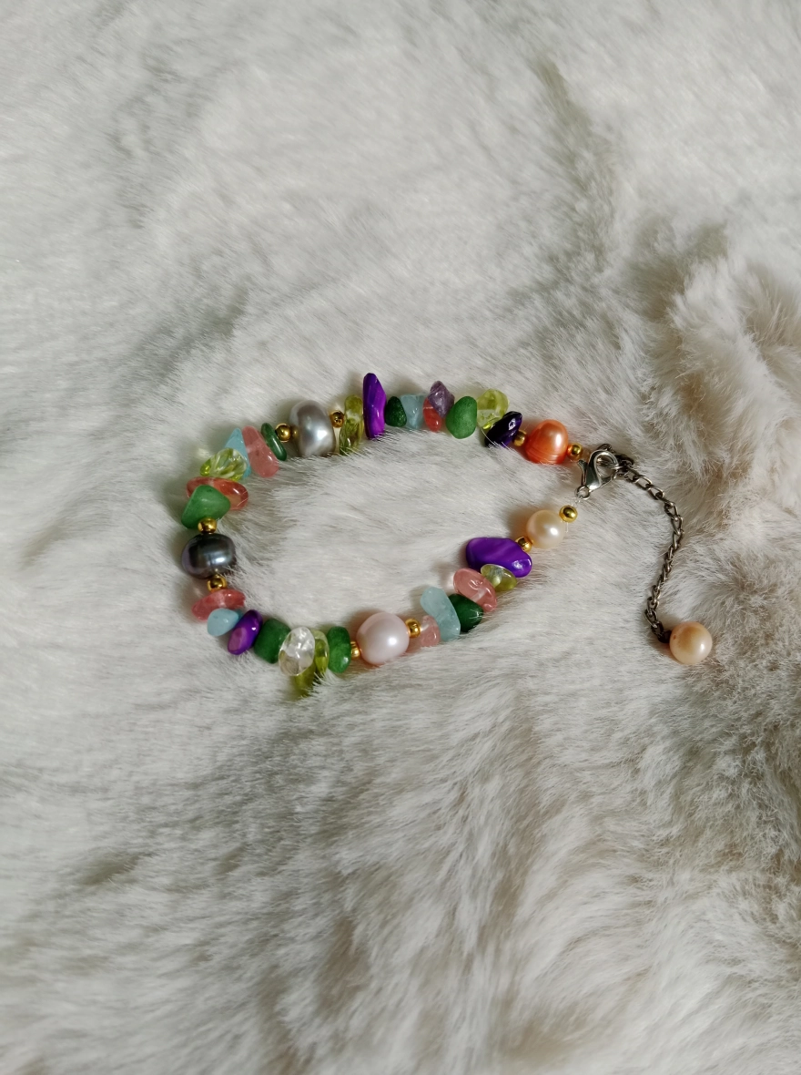 Original Pearl & Coral Stone Combination Adjustable Bracelet for women 