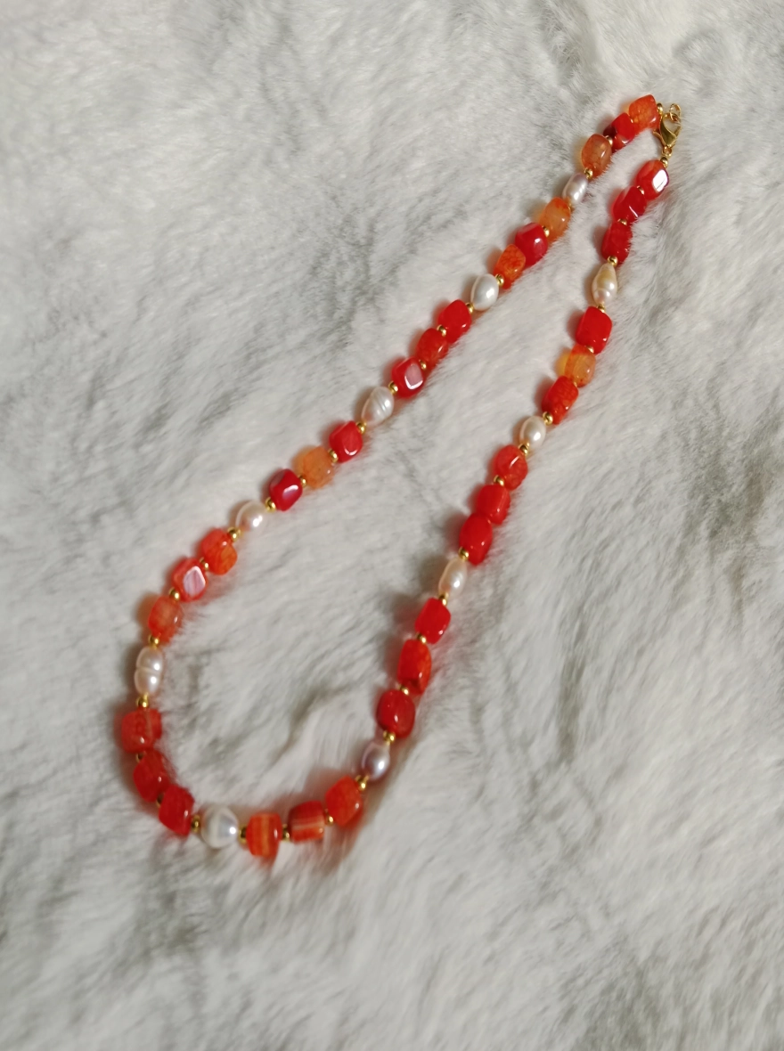 Original Pearl & Original Stone Combination Multicolor Necklace 