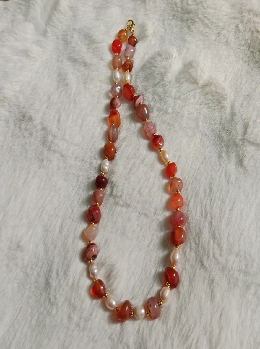 Original Pearl & Stone Combination One Layer Necklace For Women 