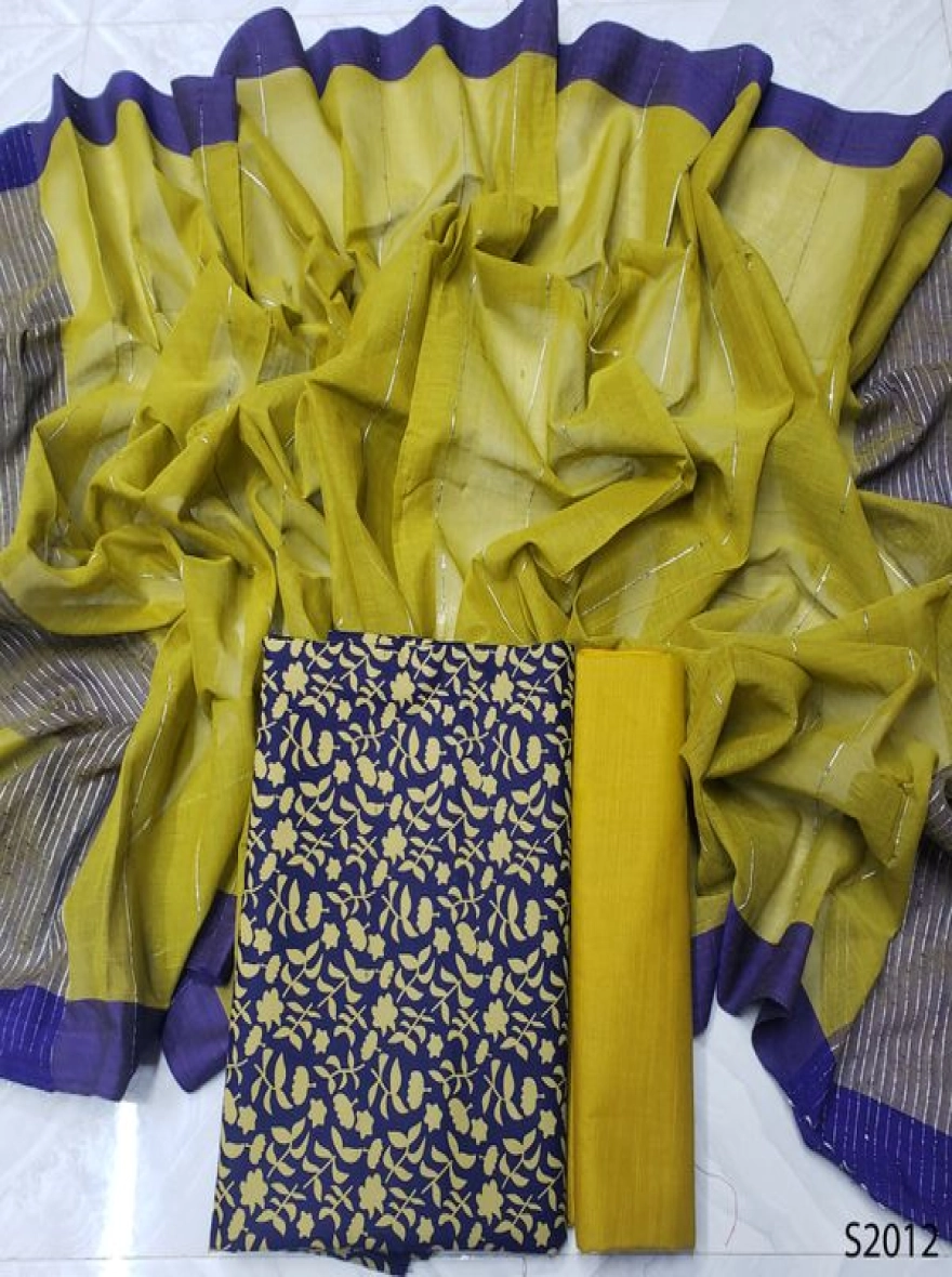 Premium Quality Unstitch 3 Pieces-S2012