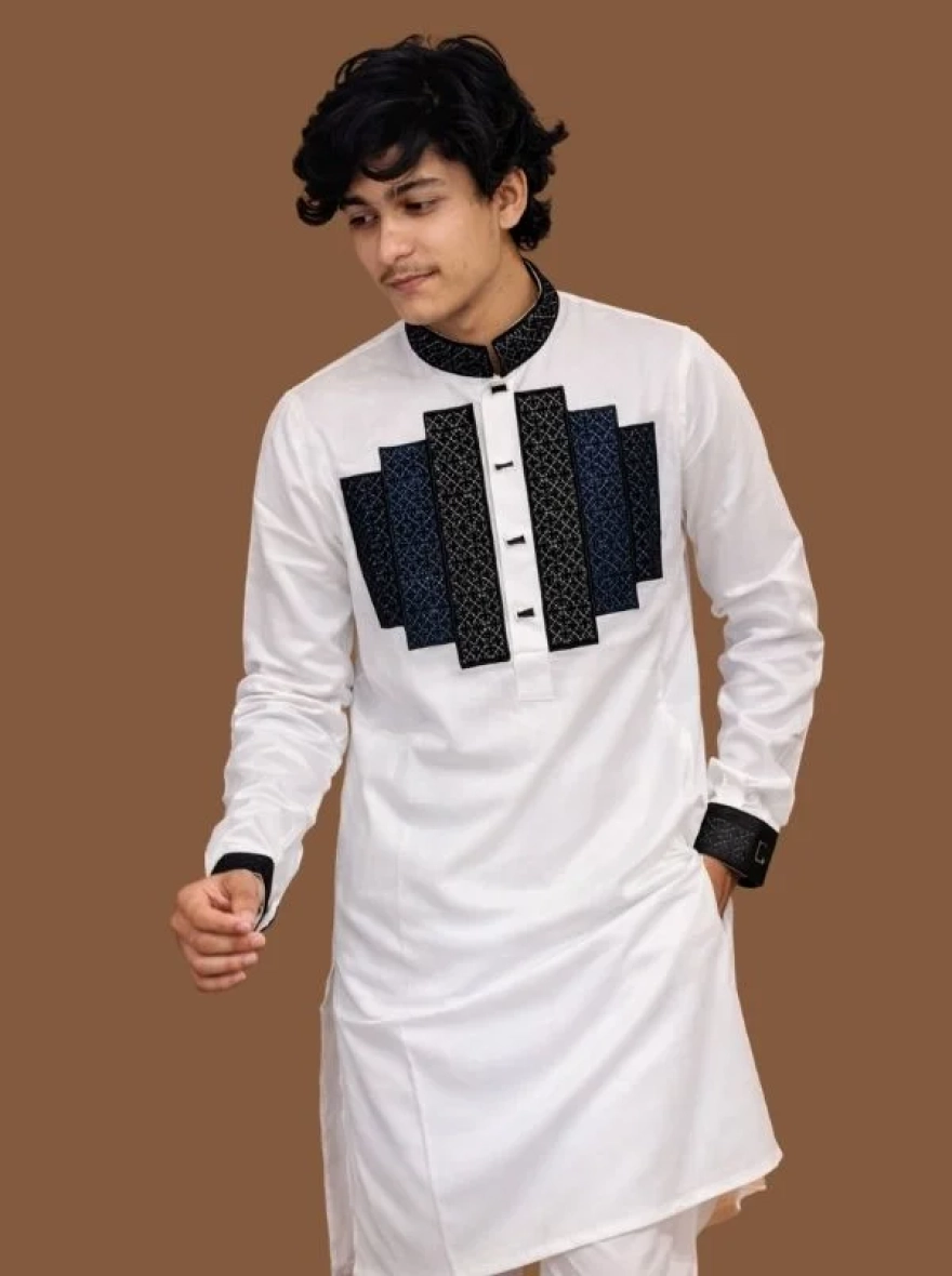 Imperial Plum Premium Cotton Embroidery Panjabi