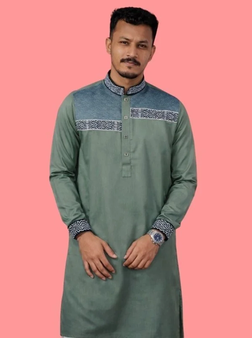 Royal Maroon Premium Cotton Embroidery Panjabi