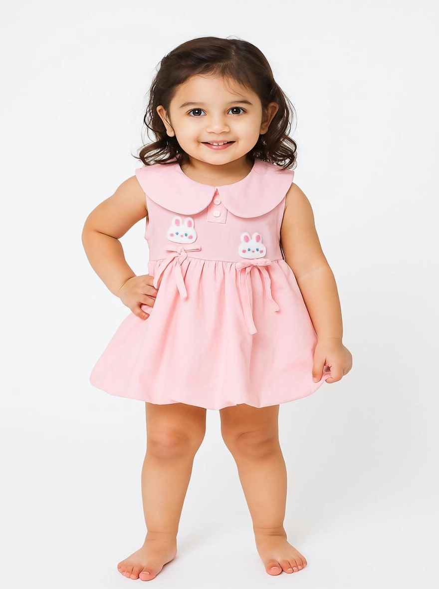 Imported Cotton Fabric Rose Pink Casual Frock (China)