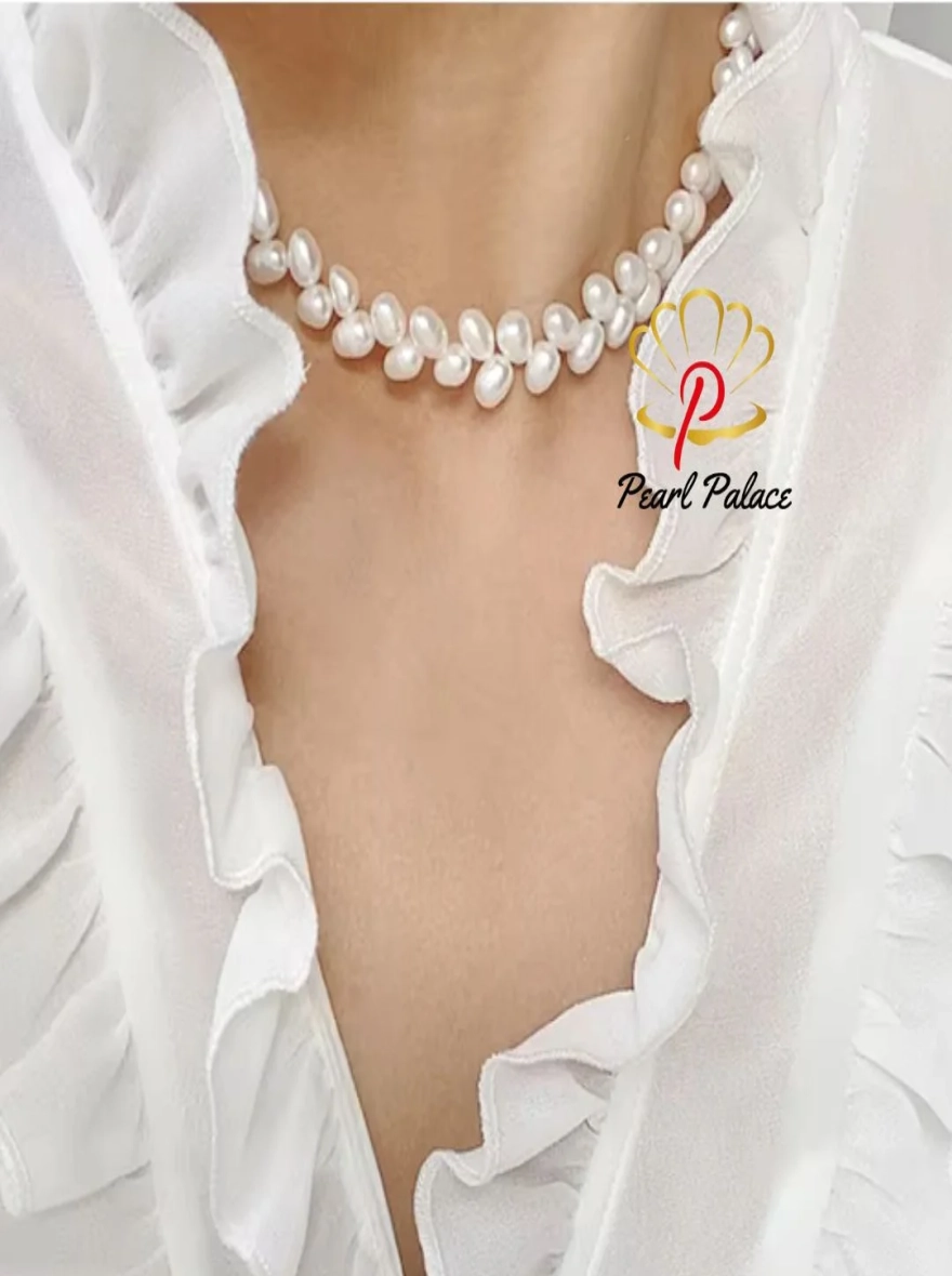 Wheat Ear Pearl Shape 6-7mm Freshwater Pearls 925 Sterling Silver Necklace Fashion Fine Jewelry Gifts For Women