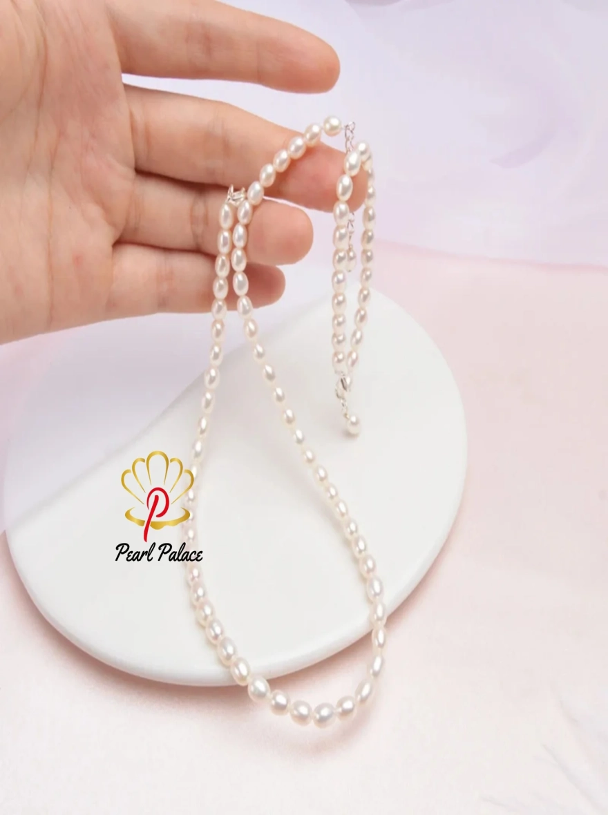 MiNi Natural Freshwater Pearl Necklace 925 Sterling Silver Jewelry for Kid Children Girl Lovely Gift for The New Year