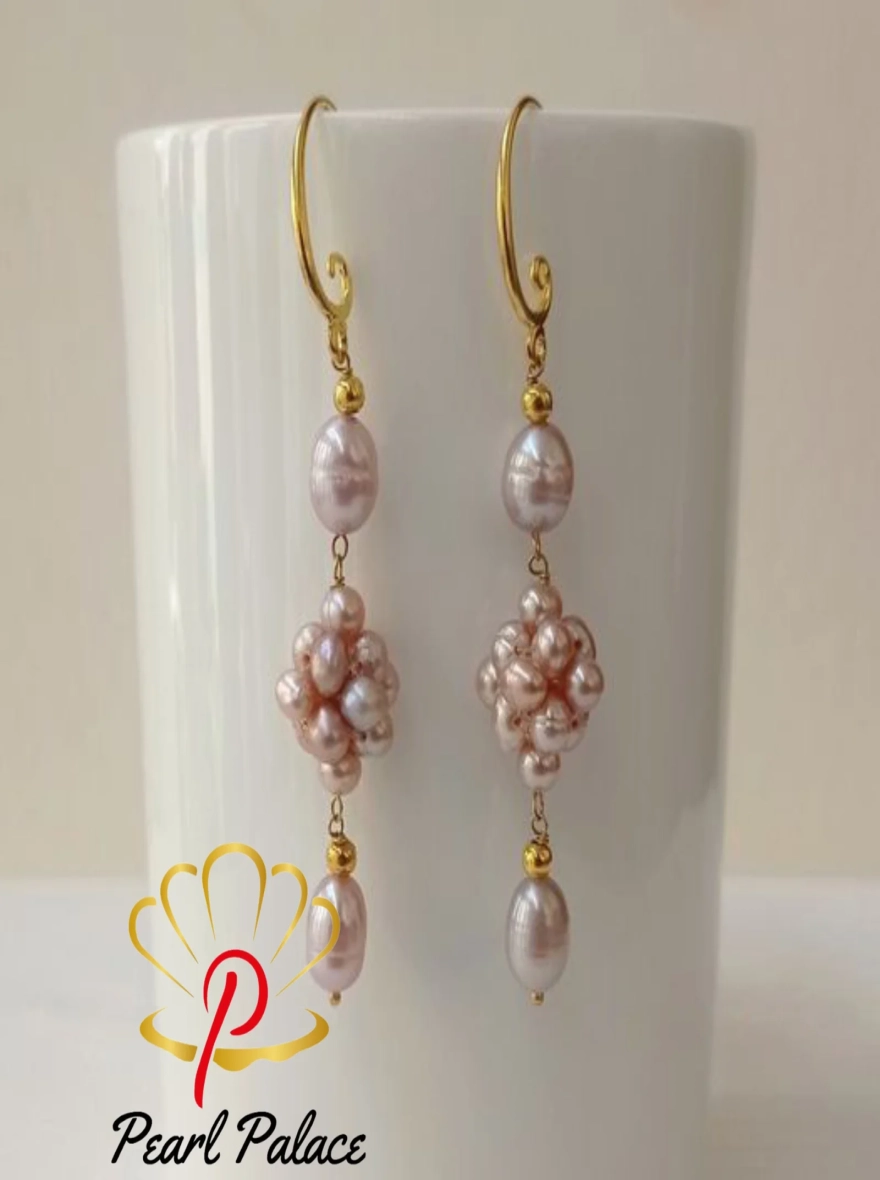 Fresh water pearl earring Purple