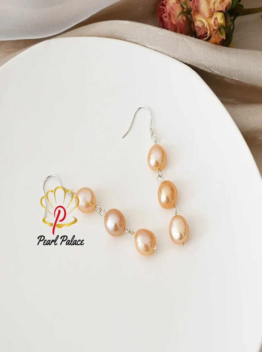 Natural Baroque Pearl 925 Sterling Silver Long Earrings For Women Black freshwater pearl Handmade drop earring