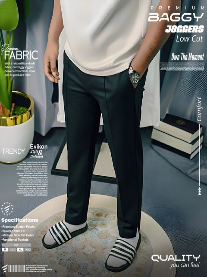 Low-Cut Baggy Jogger- Black