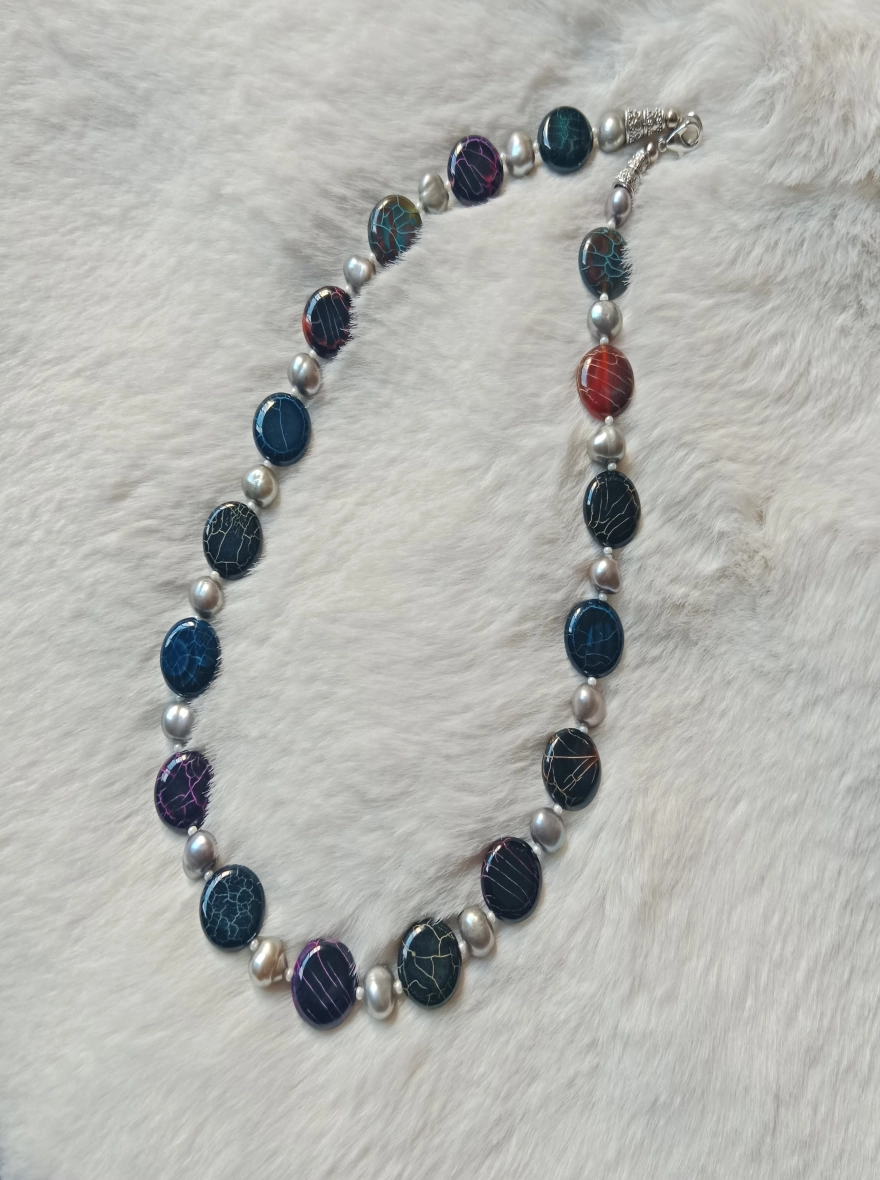 Original Pearl & Stone Combination Necklace 